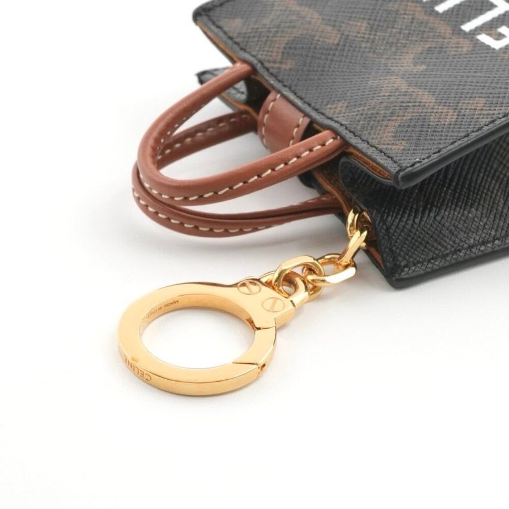 Celine Charm Brown Gold Triomphe Canvas Logo Micro Vertical Cabas - Picture 5 of 8